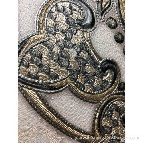 1.06m 3D Damask Pvc Wallpaper For Bedroom Decoration